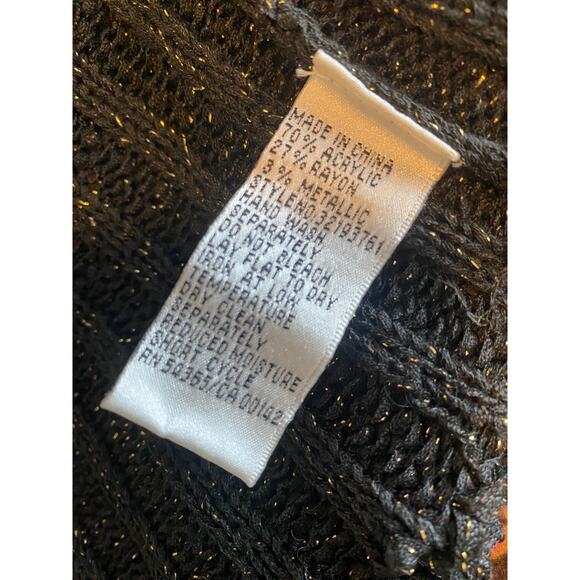 NYGARD COLLECTION Knit Short Sleeve Shrug in Black with Metallic Thread size S - Picture 8 of 8